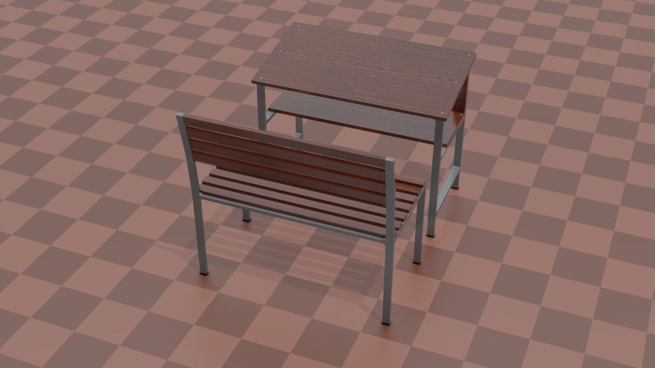 bench3 school chair Low-poly 3D model_1