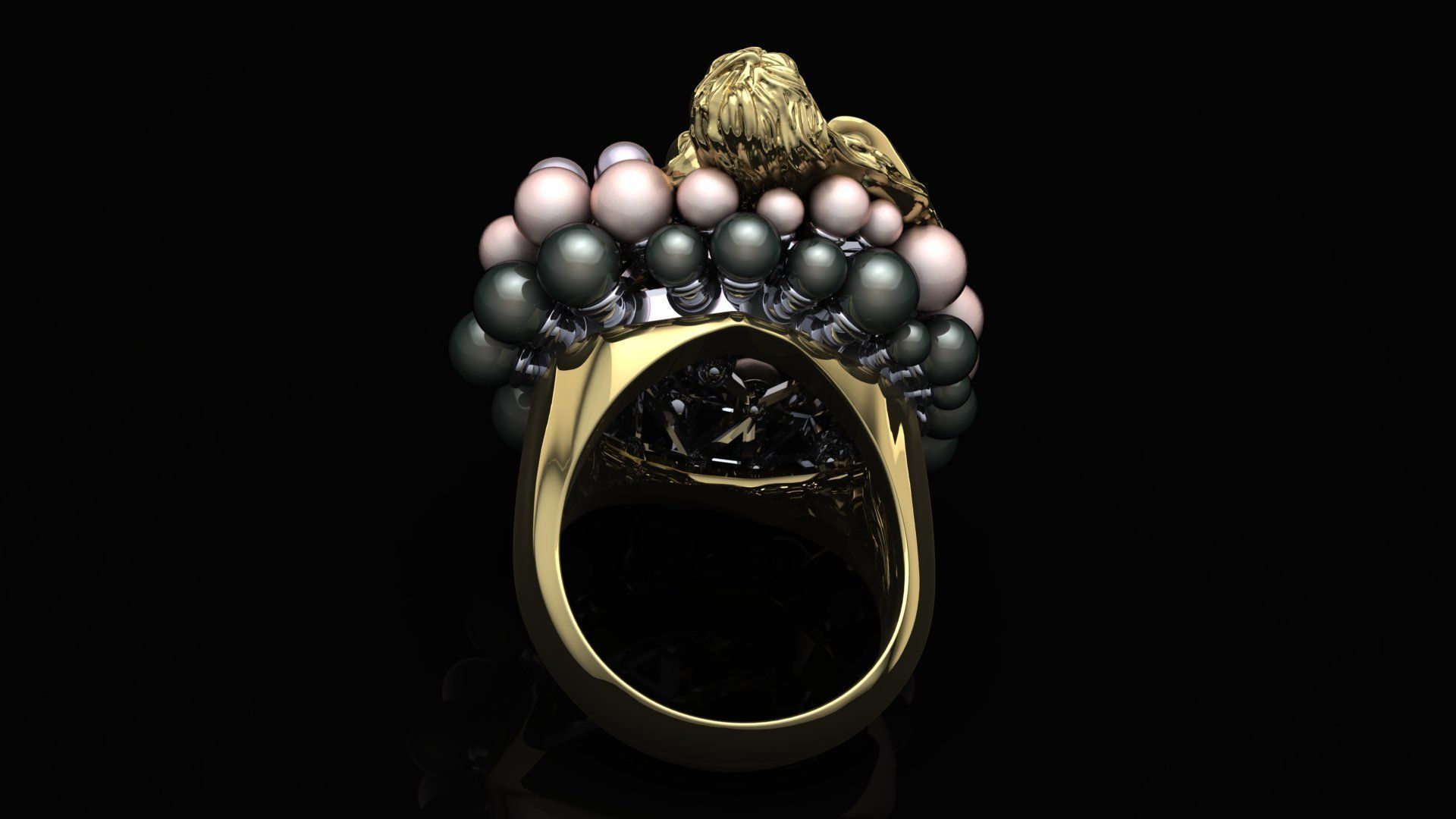 Mermaid ring with pearls 3D print model_3