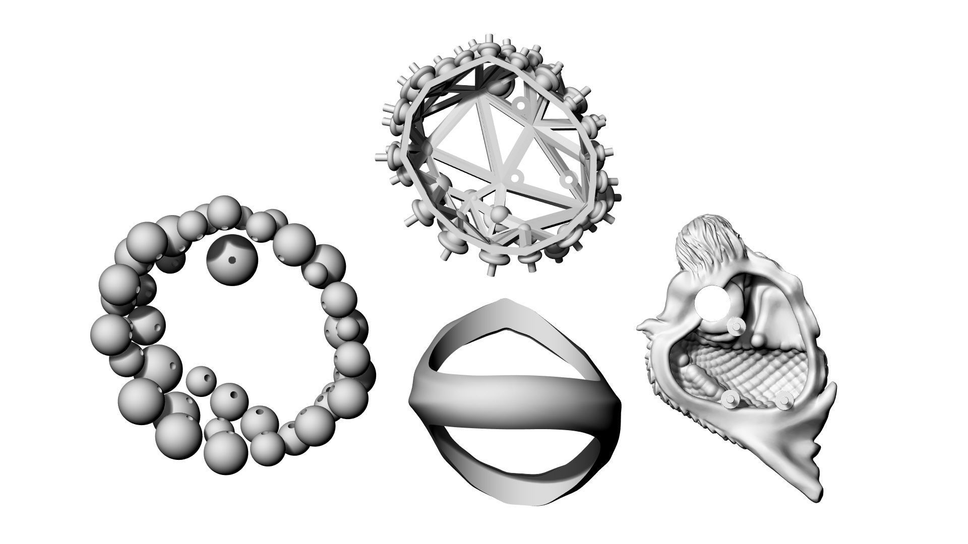 Mermaid ring with pearls 3D print model_10