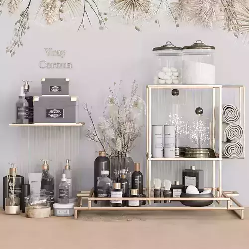 bathroomset items on shelf