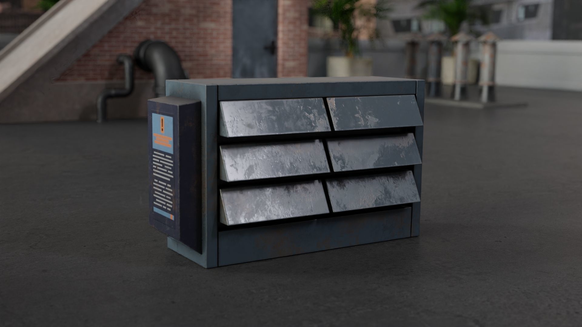 Air Conditioner Unit and Refrigeration Machine Game Ready Low-poly 3D model_3