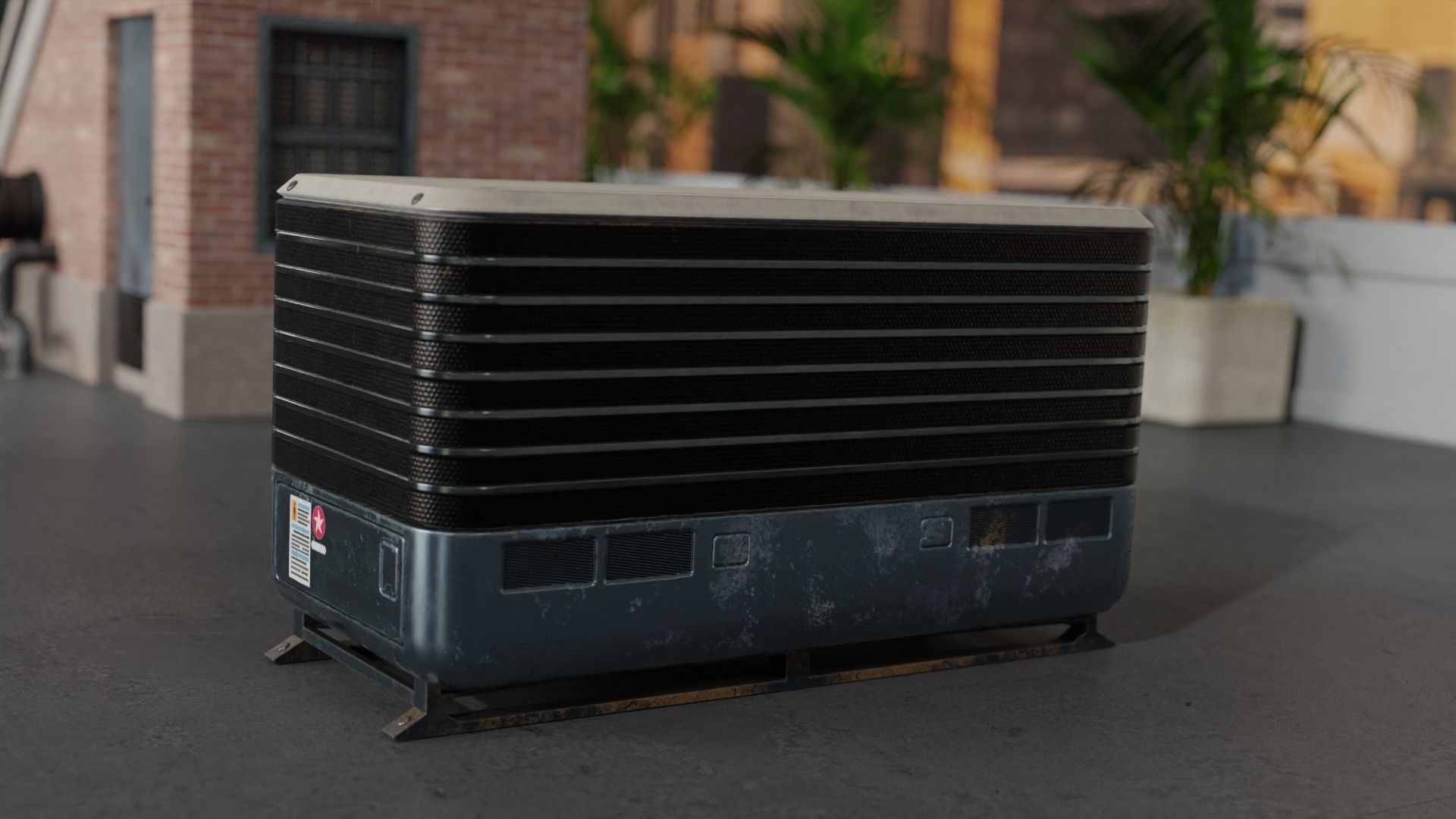 Air Conditioner Unit and Refrigeration Machine Game Ready Low-poly 3D model_2
