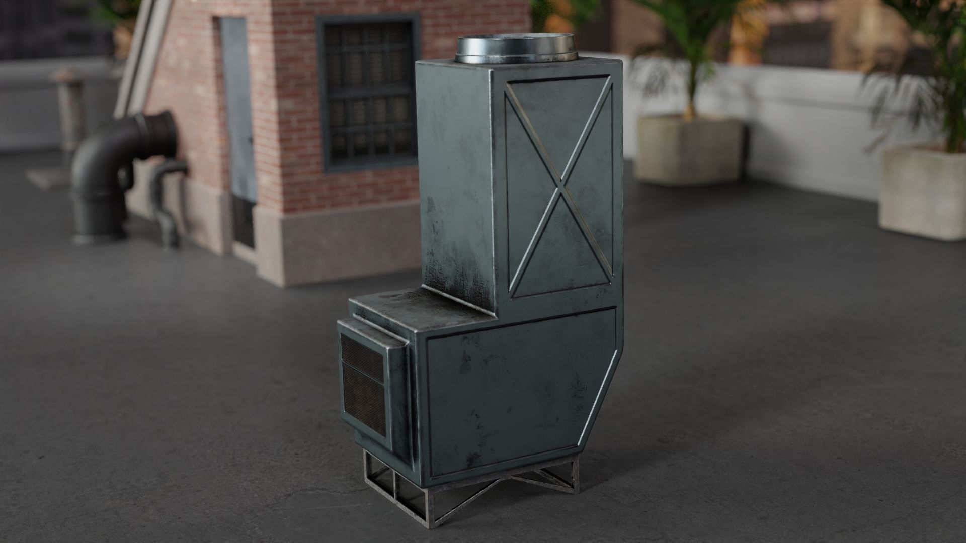 Air Conditioner Unit and Refrigeration Machine Game Ready Low-poly 3D model_2