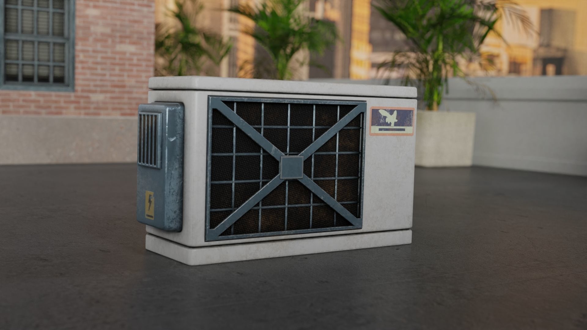 Air Conditioner Unit and Refrigeration Machine Game Ready Low-poly 3D model_2