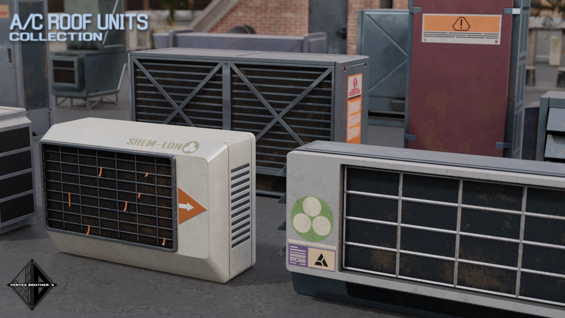 Air Conditioner Unit and Refrigeration Machine Game Ready Low-poly 3D model_4