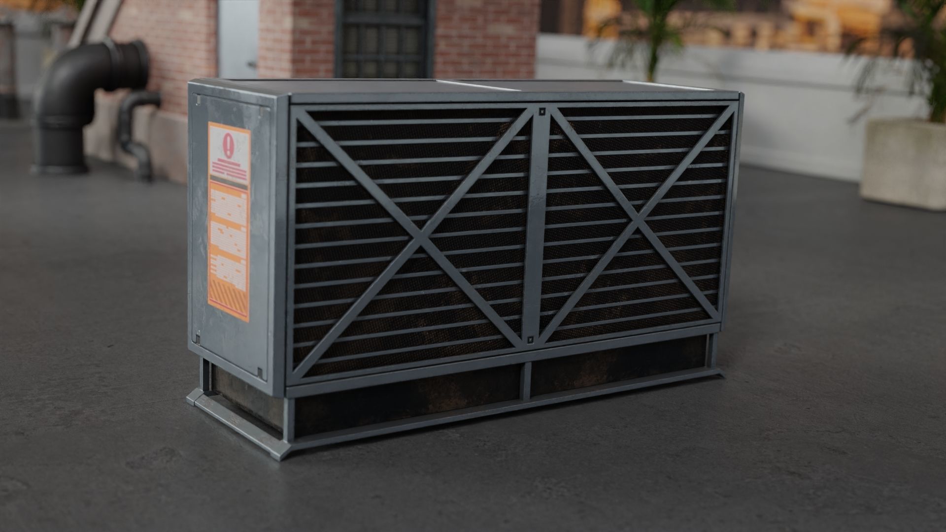 Air Conditioner Unit and Refrigeration Machine Game Ready Low-poly 3D model_2