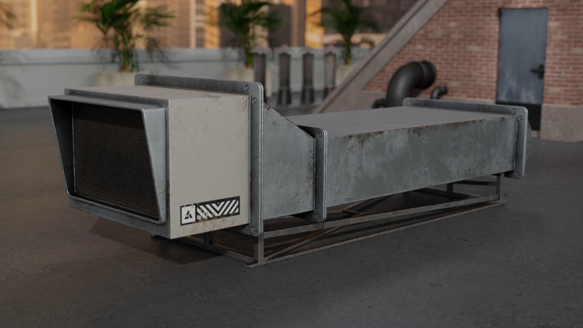 Air Conditioning Unit and Refrigeration Machine Game Ready Low-poly 3D model_2