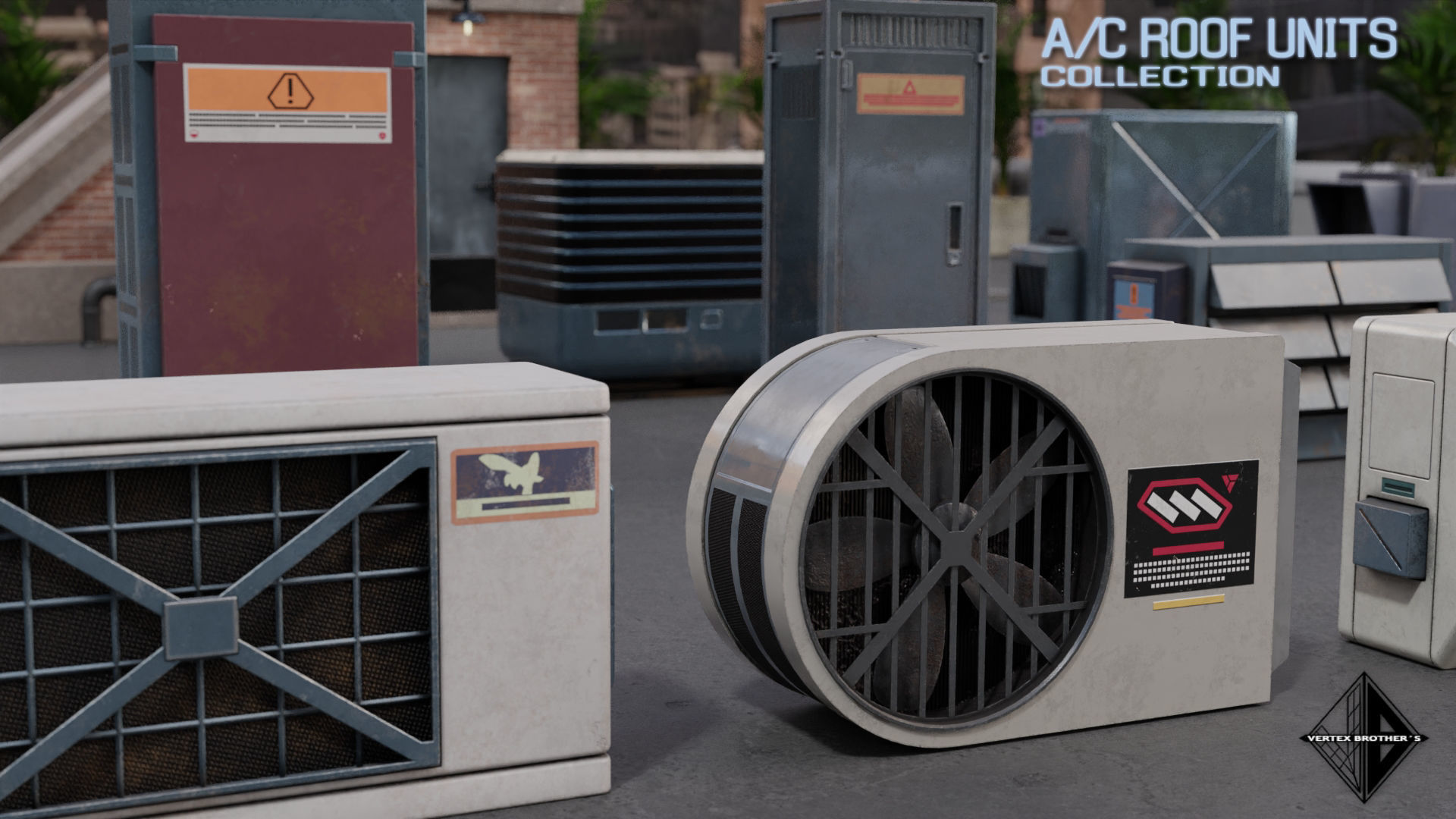 Air Conditioning Unit and Refrigeration Machine Game Ready Low-poly 3D model_4