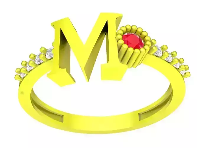 M letter diamond women ring 4373