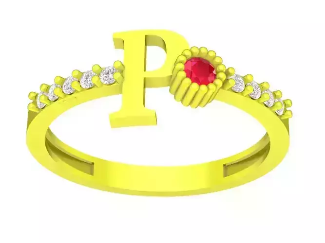 P letter diamond  women ring 4376