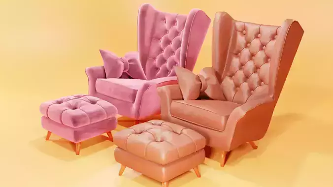 Pink velvet armchair