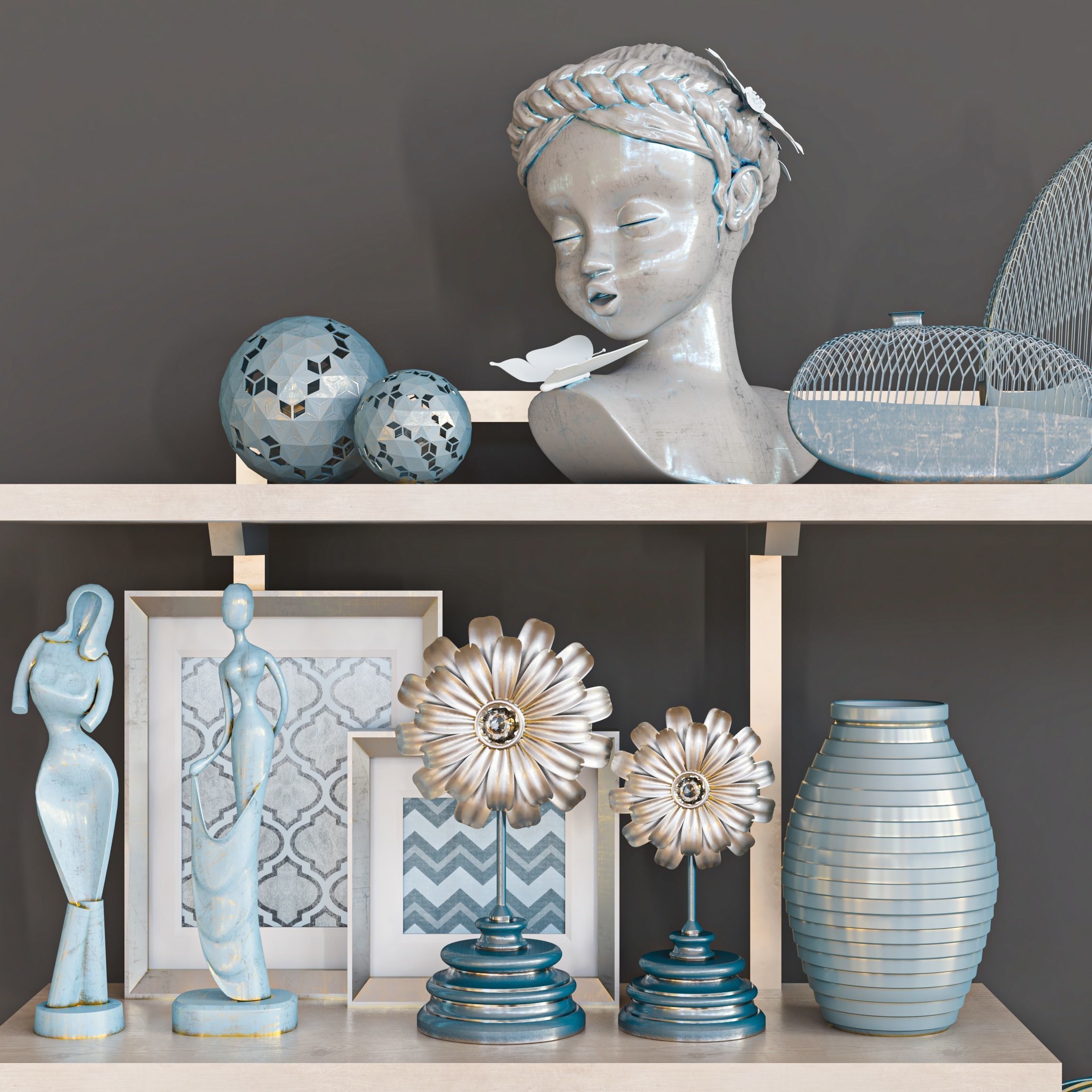 decorative set shelf 3D model_2