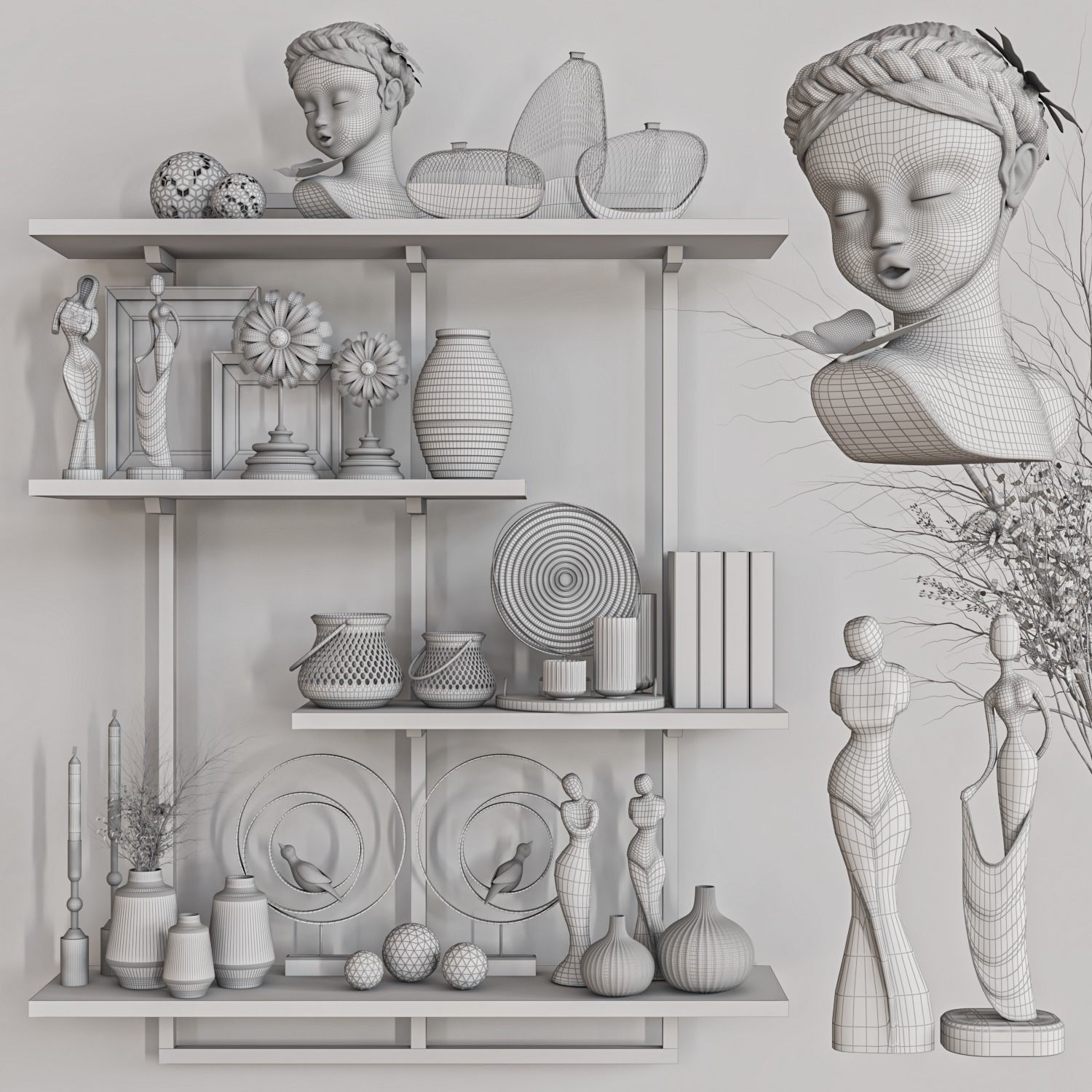 decorative set shelf 3D model_4