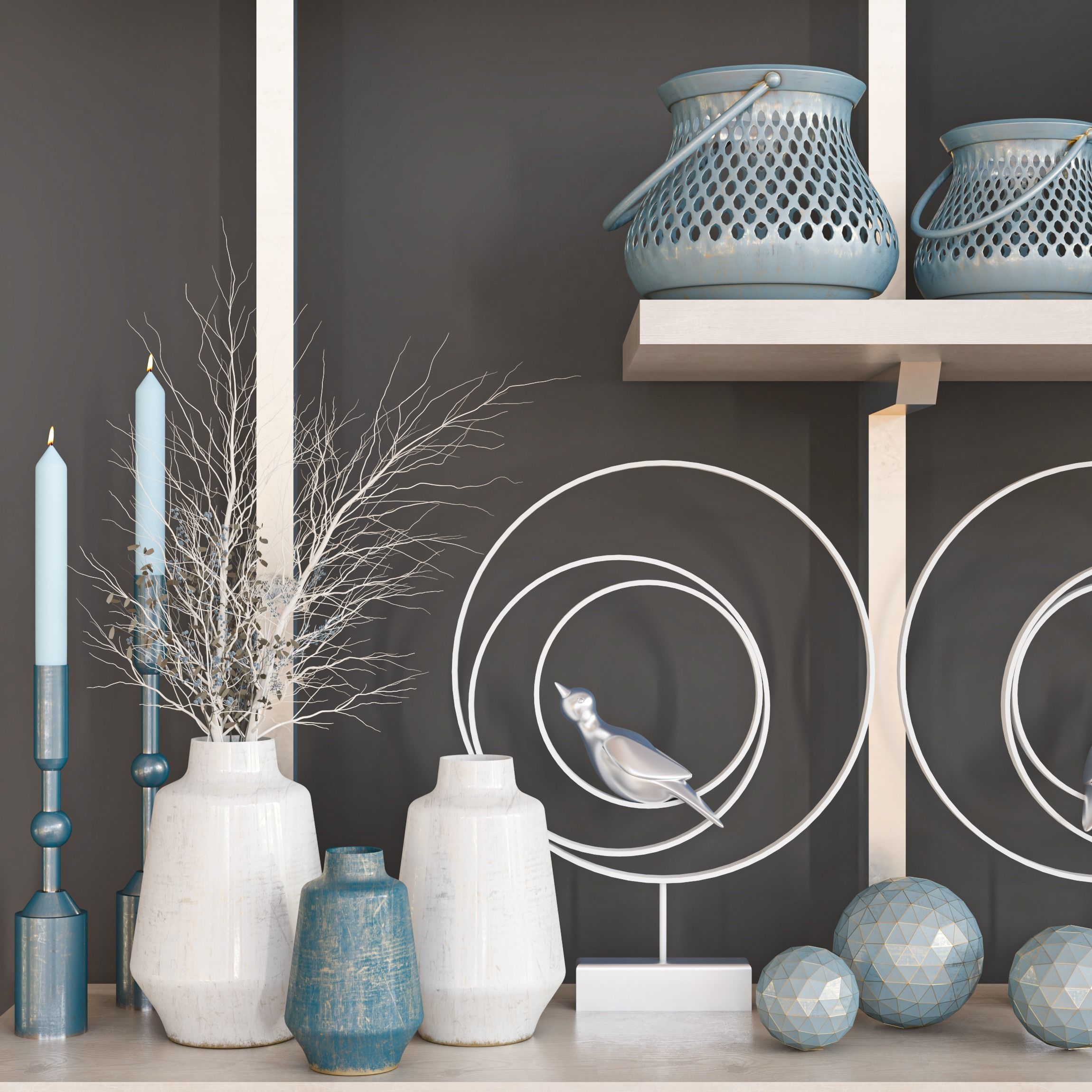 decorative set shelf 3D model_1