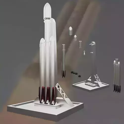 Falcon 9 Heavy Rocket SpaceX 3D print model
