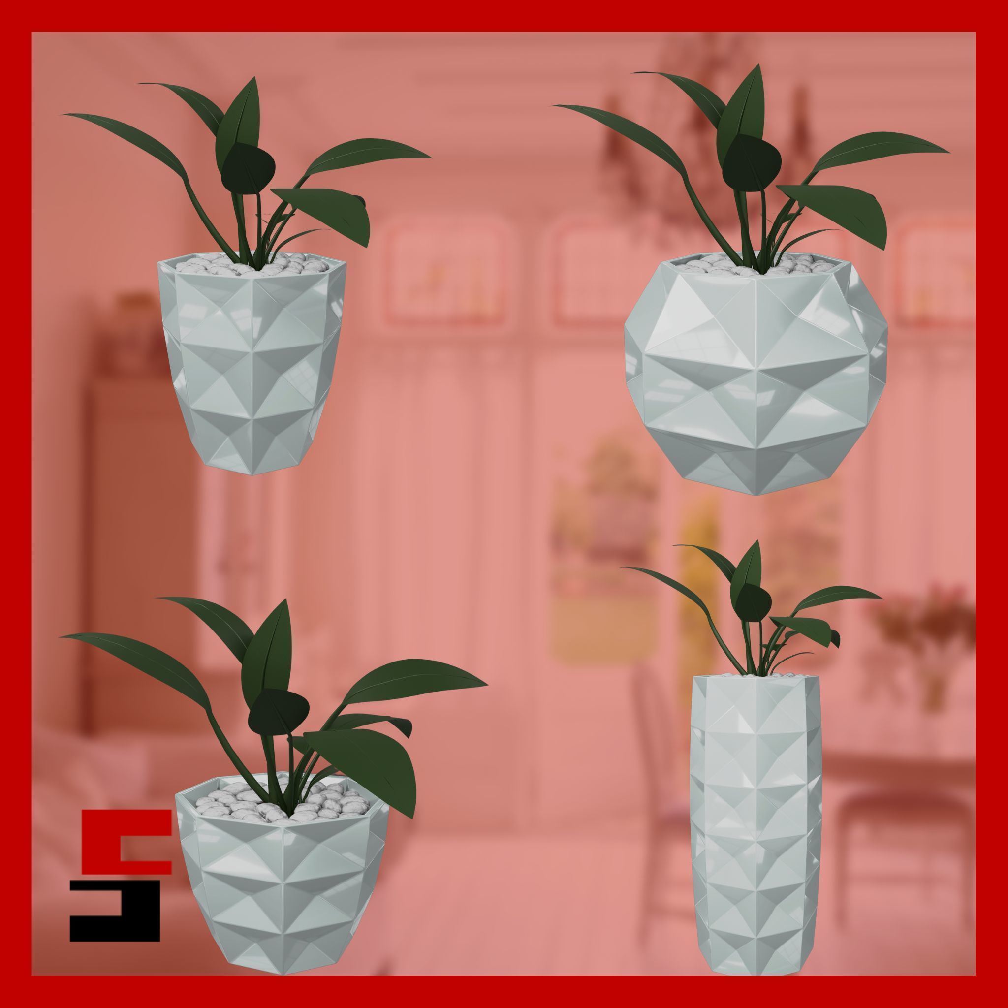 Abstract Planters Rectangles Flowerpot Pot 3D print model_13