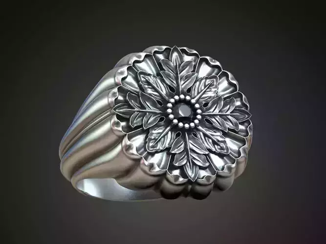 Ring for him for her leaves round gem size range