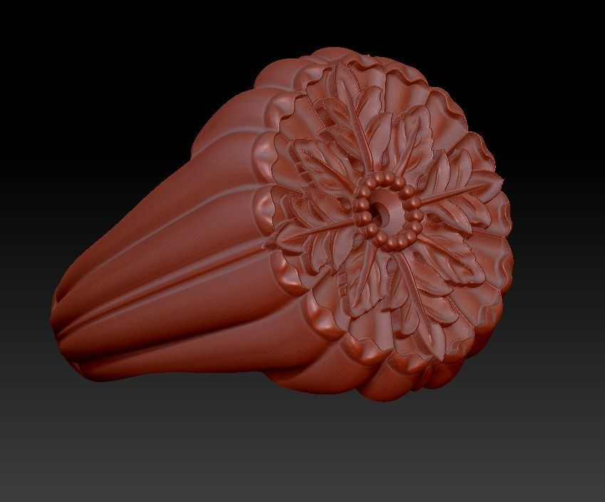 Ring for him for her leaves round gem size range 3D print model_8