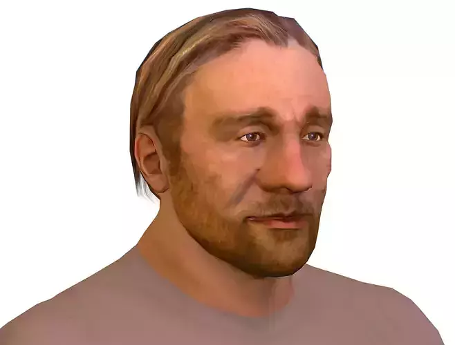 Low Poly model Base OldMan Head