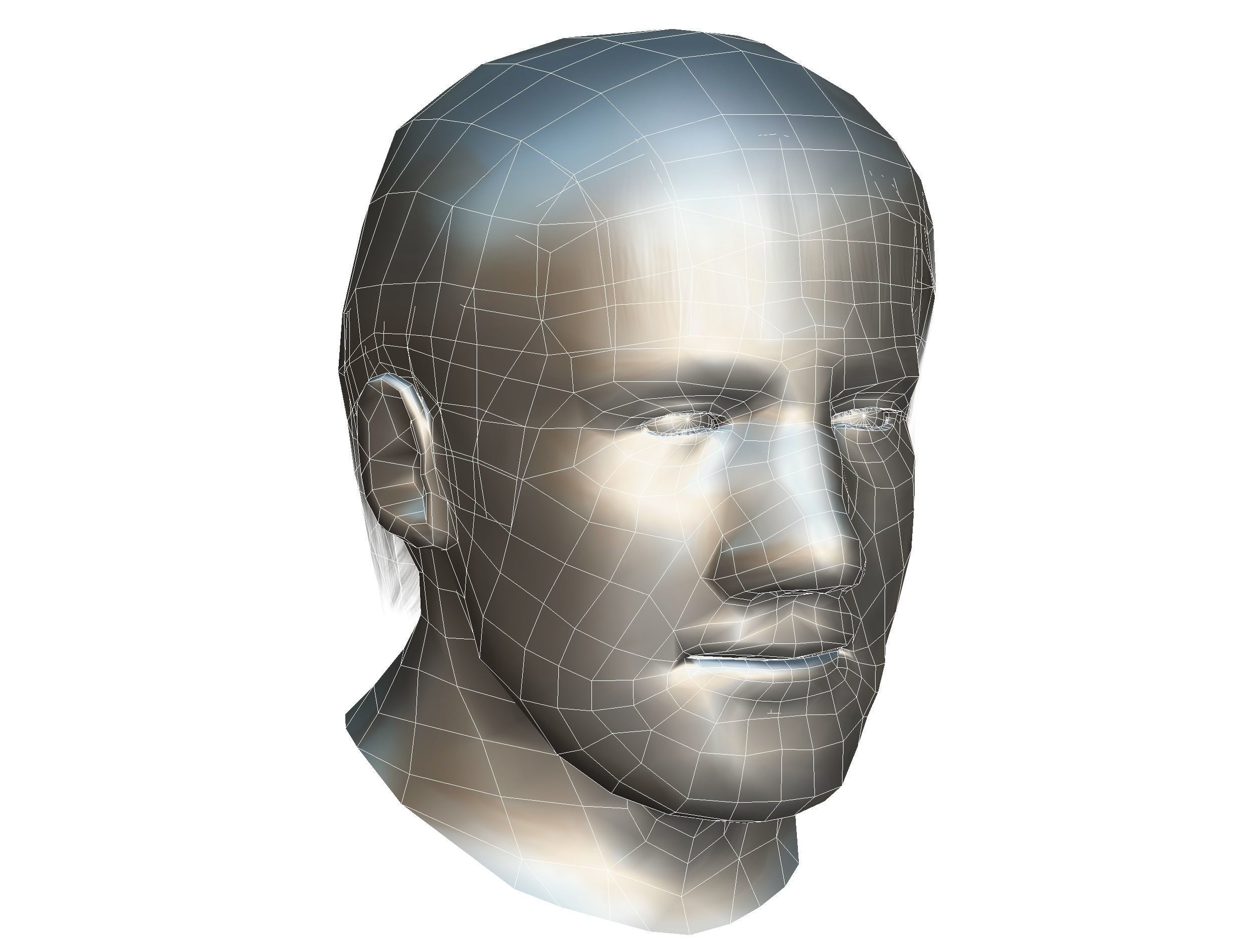 Low Poly model Base OldMan Head Low-poly 3D model_16