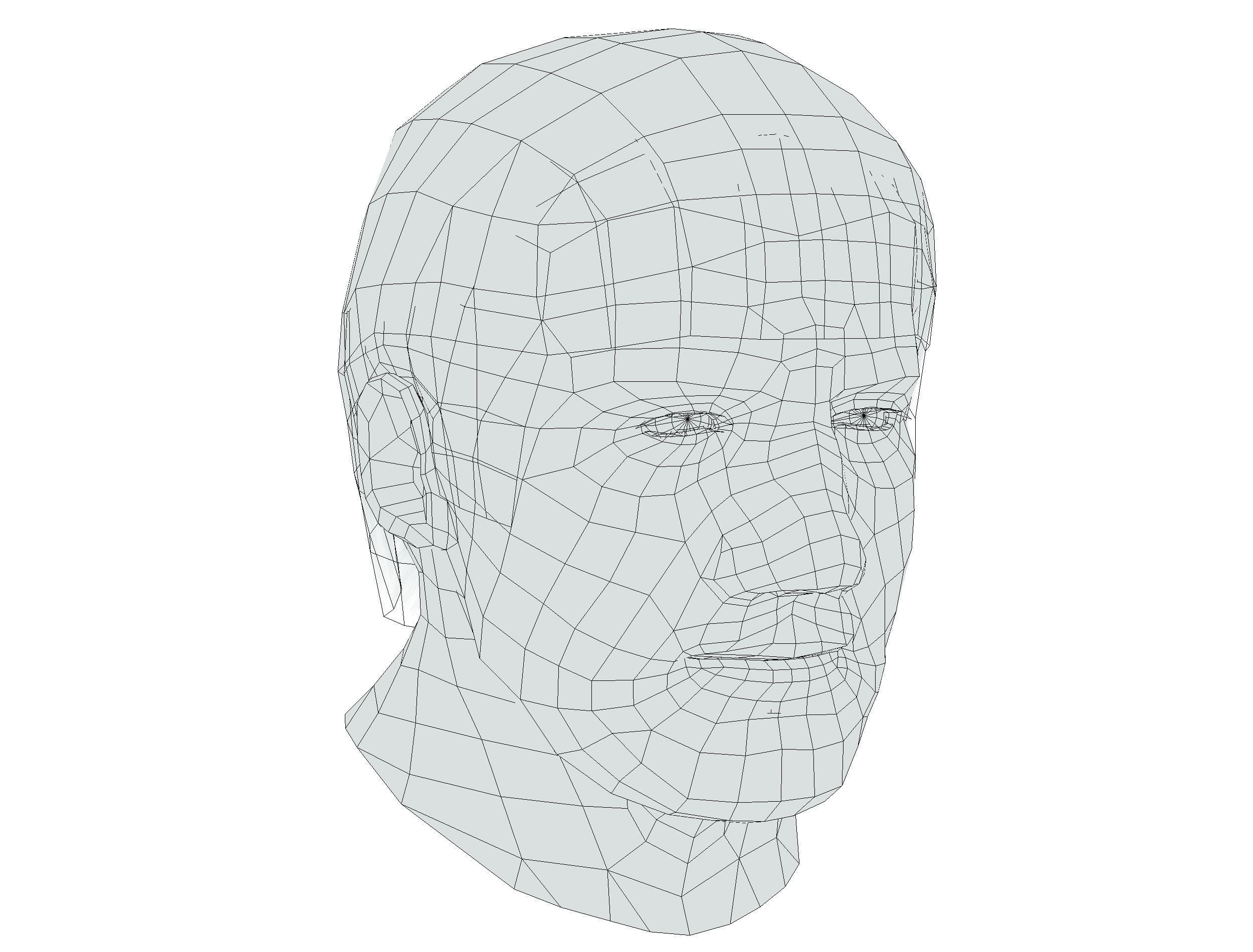 Low Poly model Base OldMan Head Low-poly 3D model_18