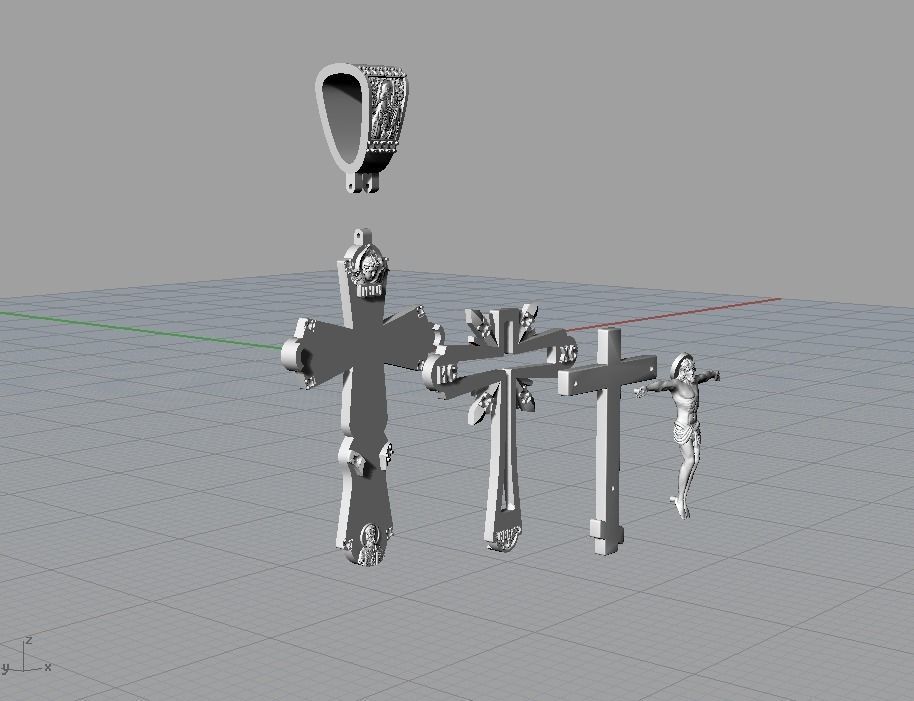 Slavic cross with diamonds saints and prayer 3D print model_10