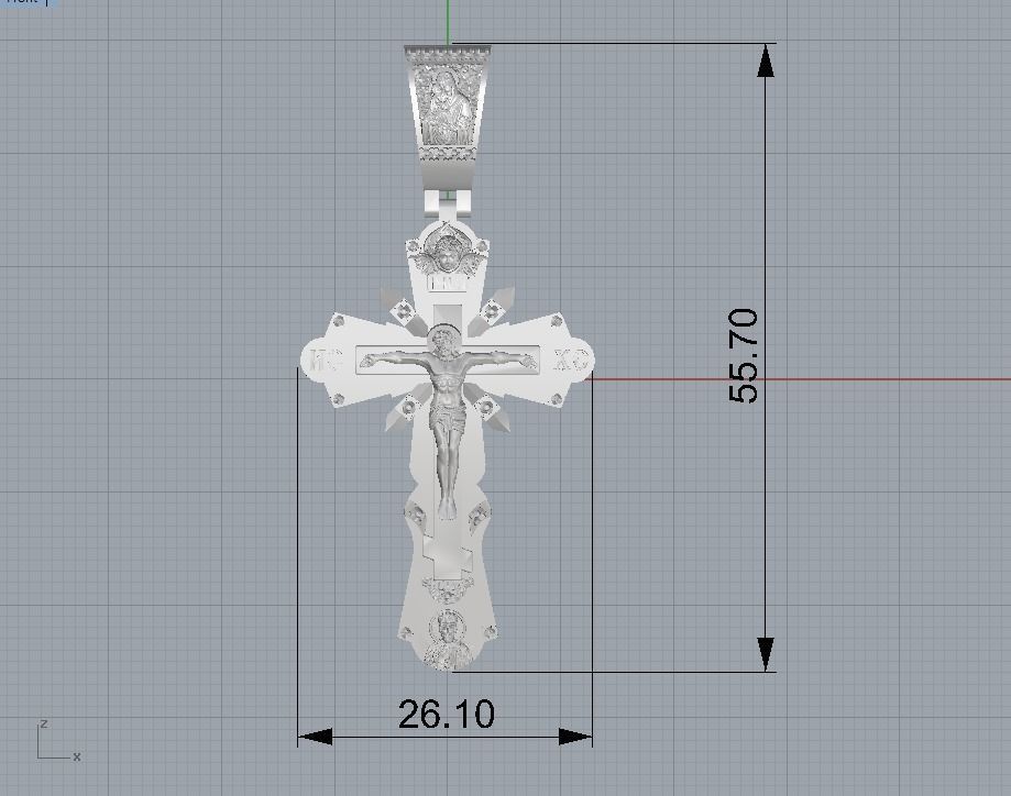 Slavic cross with diamonds saints and prayer 3D print model_11