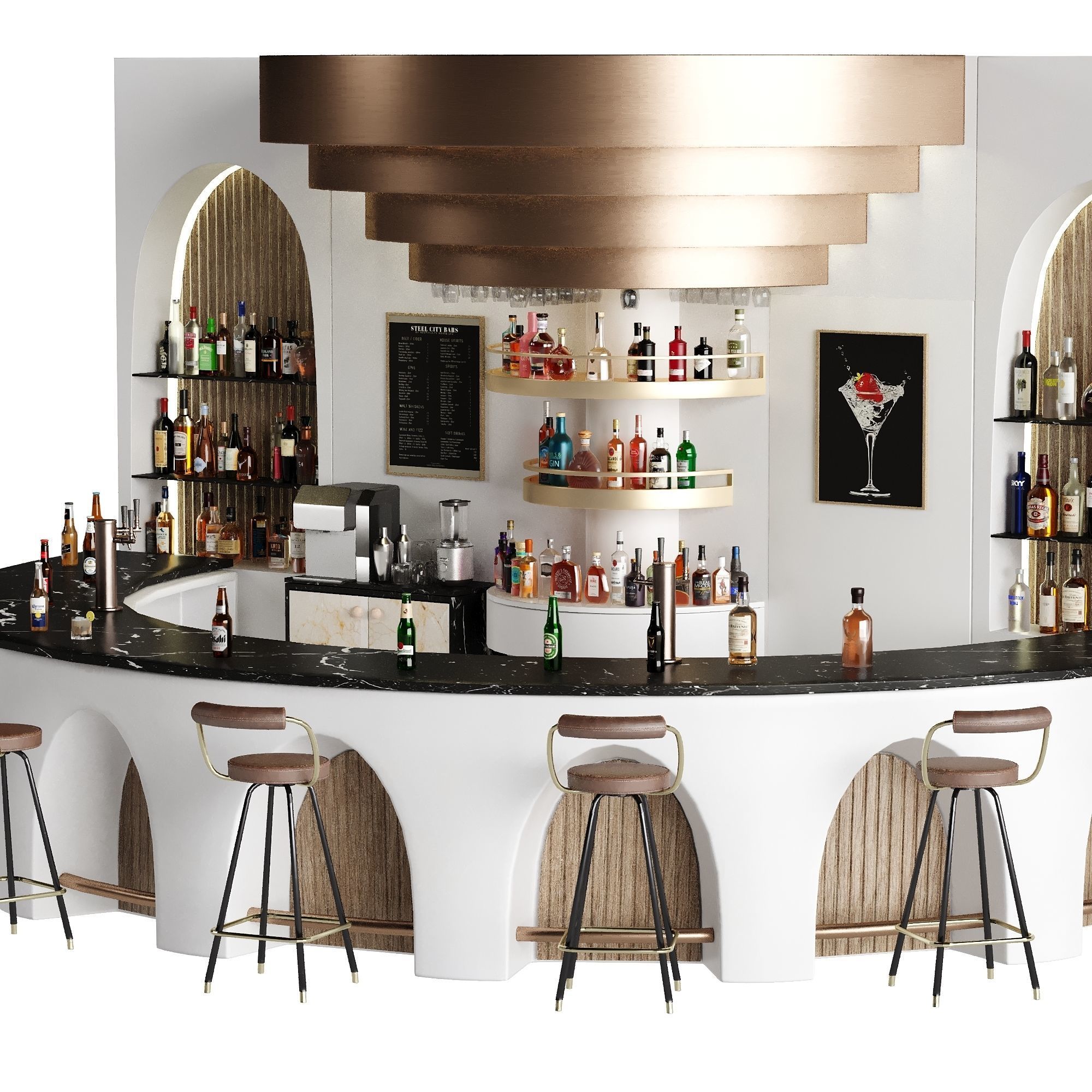Bar 14 Curve Bar 110 Bottles 3D model_2