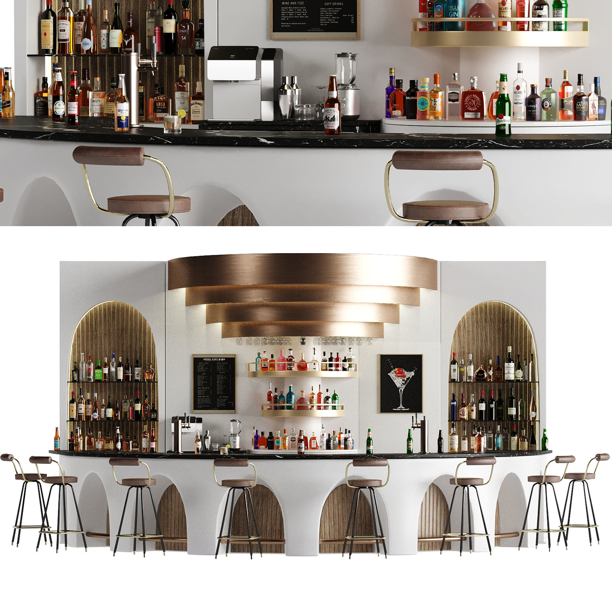Bar 14 Curve Bar 110 Bottles 3D model_4