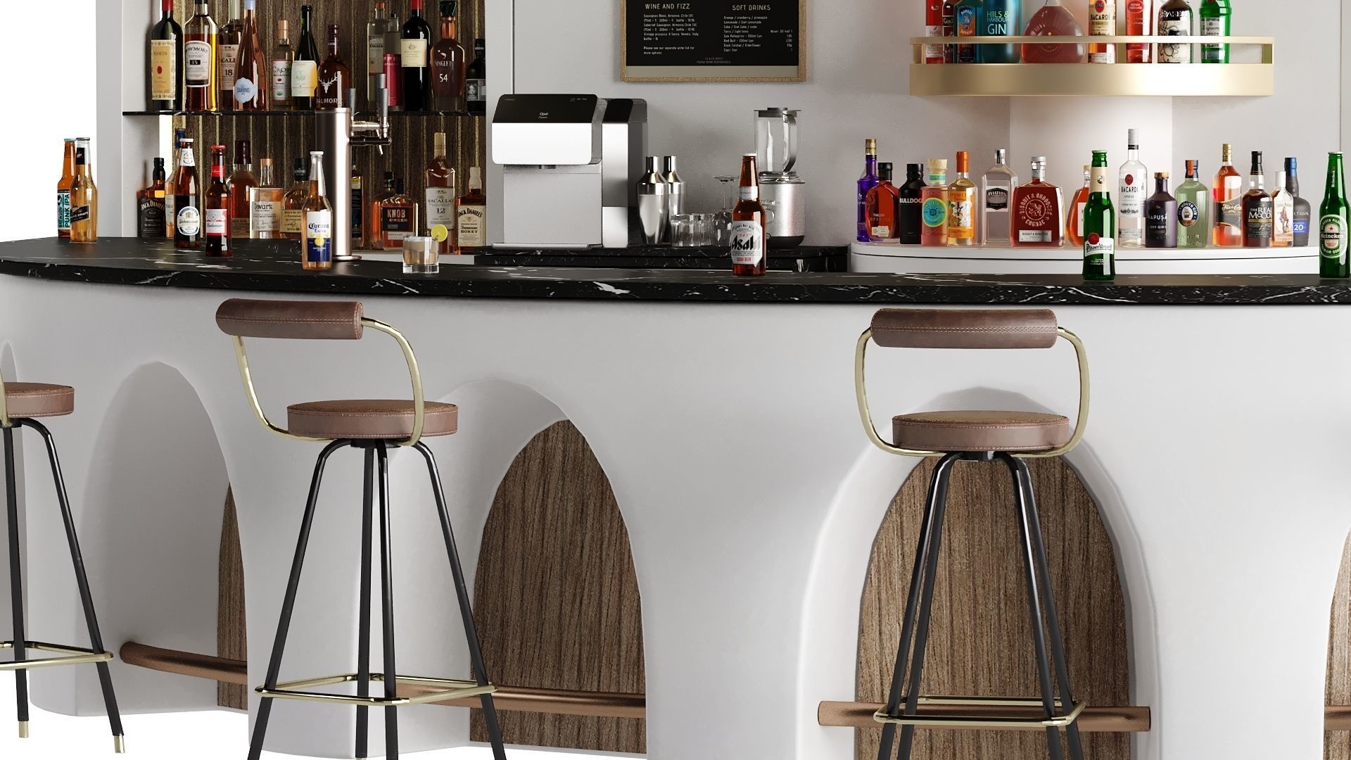 Bar 14 Curve Bar 110 Bottles 3D model_1