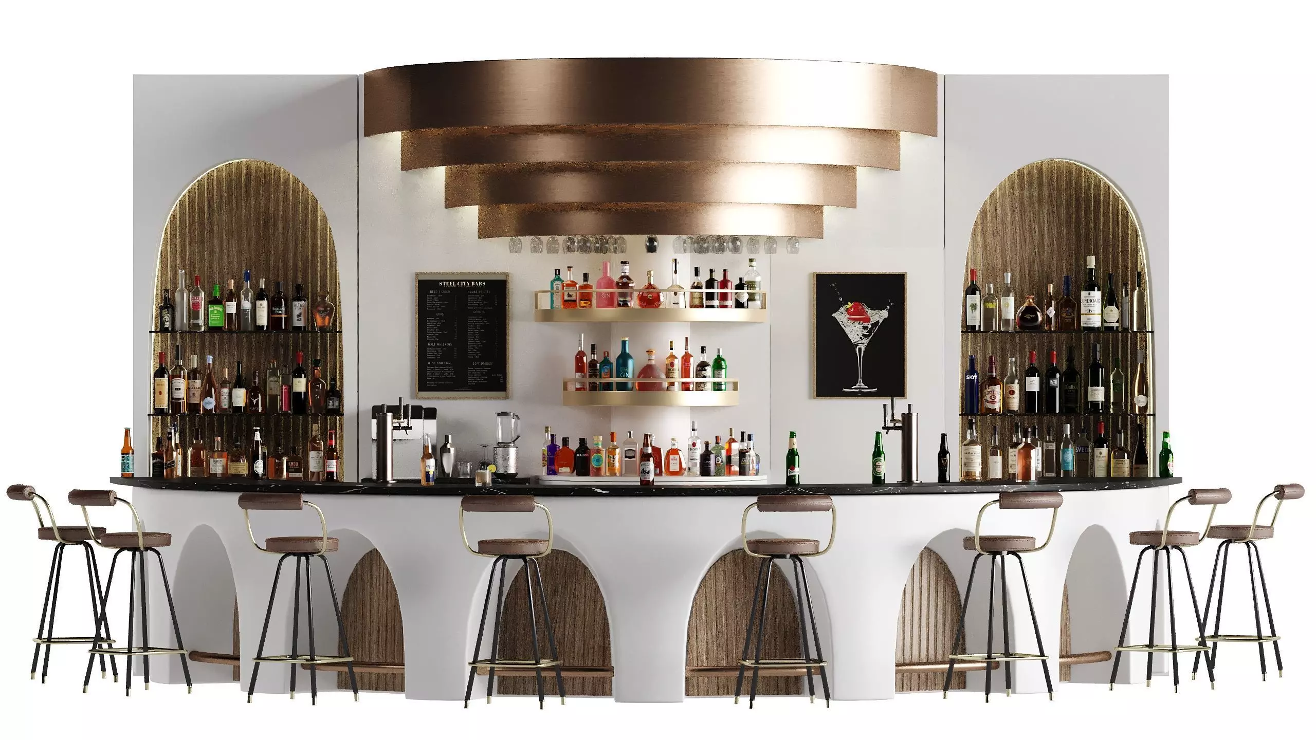 Bar 14 Curve Bar 110 Bottles 3D model_0