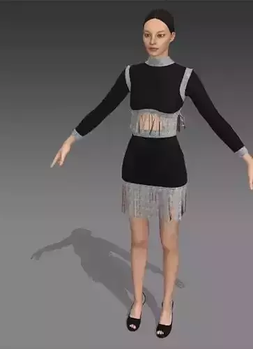 TWO PIECES BLOUSE AND SKIRT COLLAR BELT SLIT DETAIL TASSEL