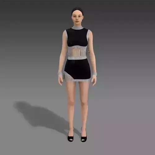 TWO PIECES BLOUSE AND SKIRT COLLAR BELT SLIT DETAIL TASSEL