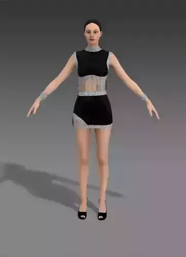 TWO PIECES BLOUSE AND SKIRT TASSEL LOOK