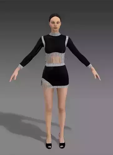 TWO PIECES BLOUSE AND SKIRT TASSEL LOOK