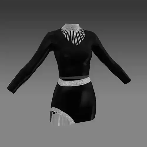 TWO PIECES BLOUSE AND SKIRT TASSELL MODERN LOOK 