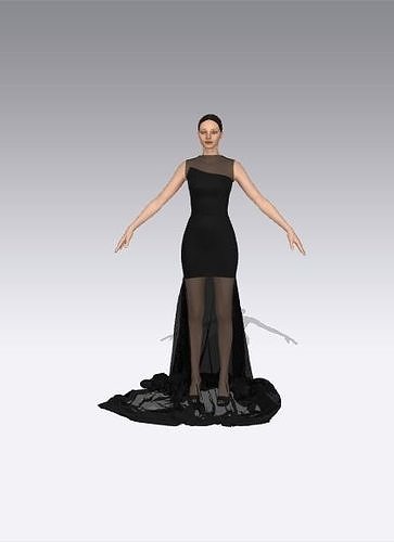 DRESS ASYMETRIC NECKLINE  LITTLE DRESS  Low-poly 3D model