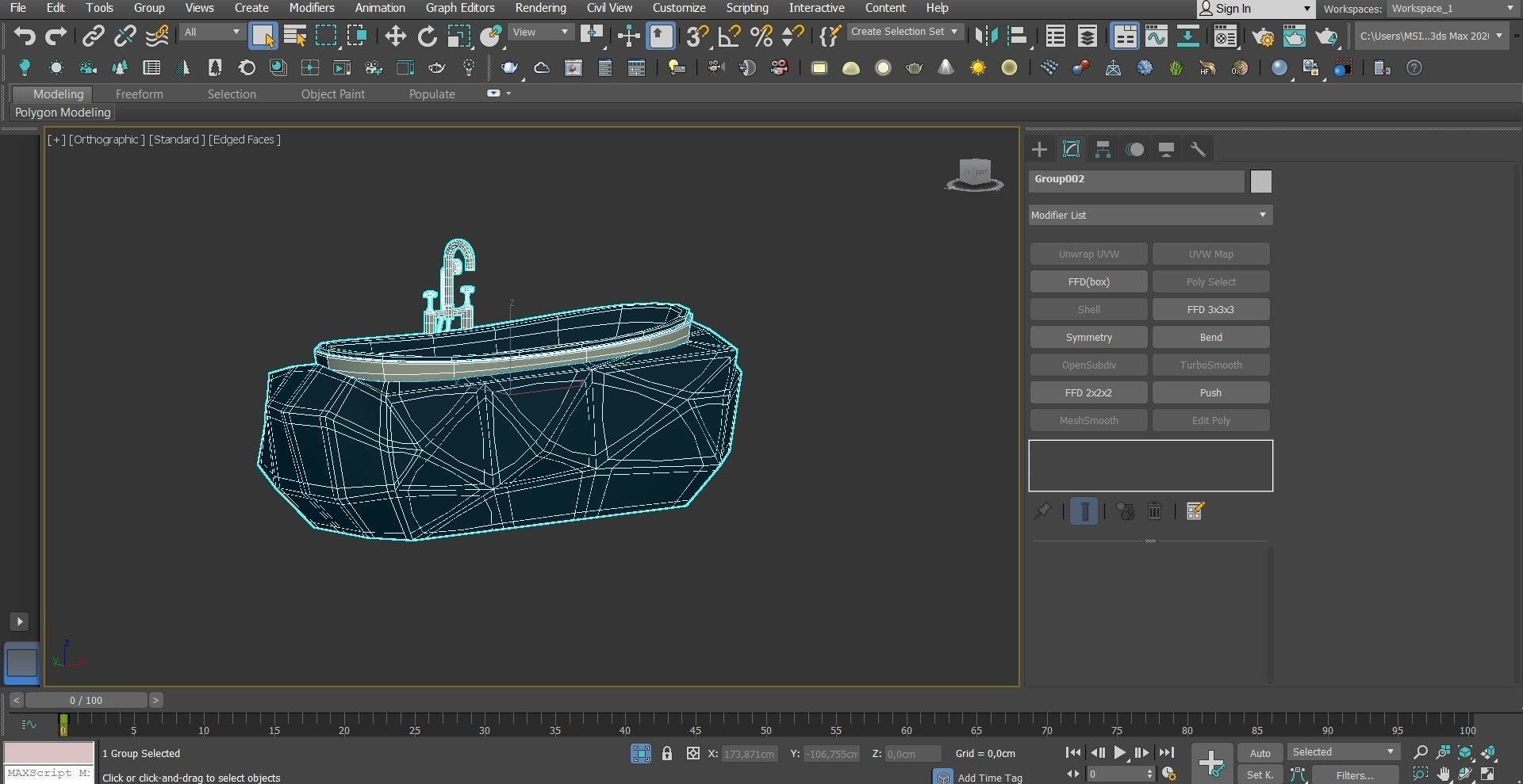 Boca do Lobo DIAMOND Bathtub Low-poly 3D model_4