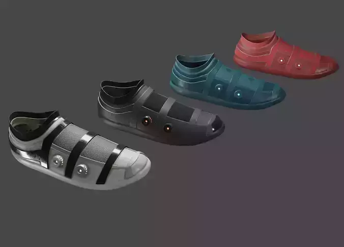 sci-fi cyberpunk running shoes pack Low-poly 3D model