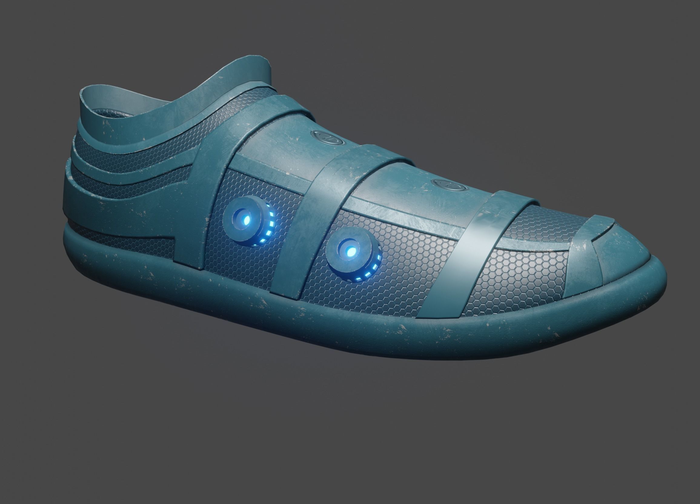 sci-fi cyberpunk running shoes pack Low-poly 3D model_1