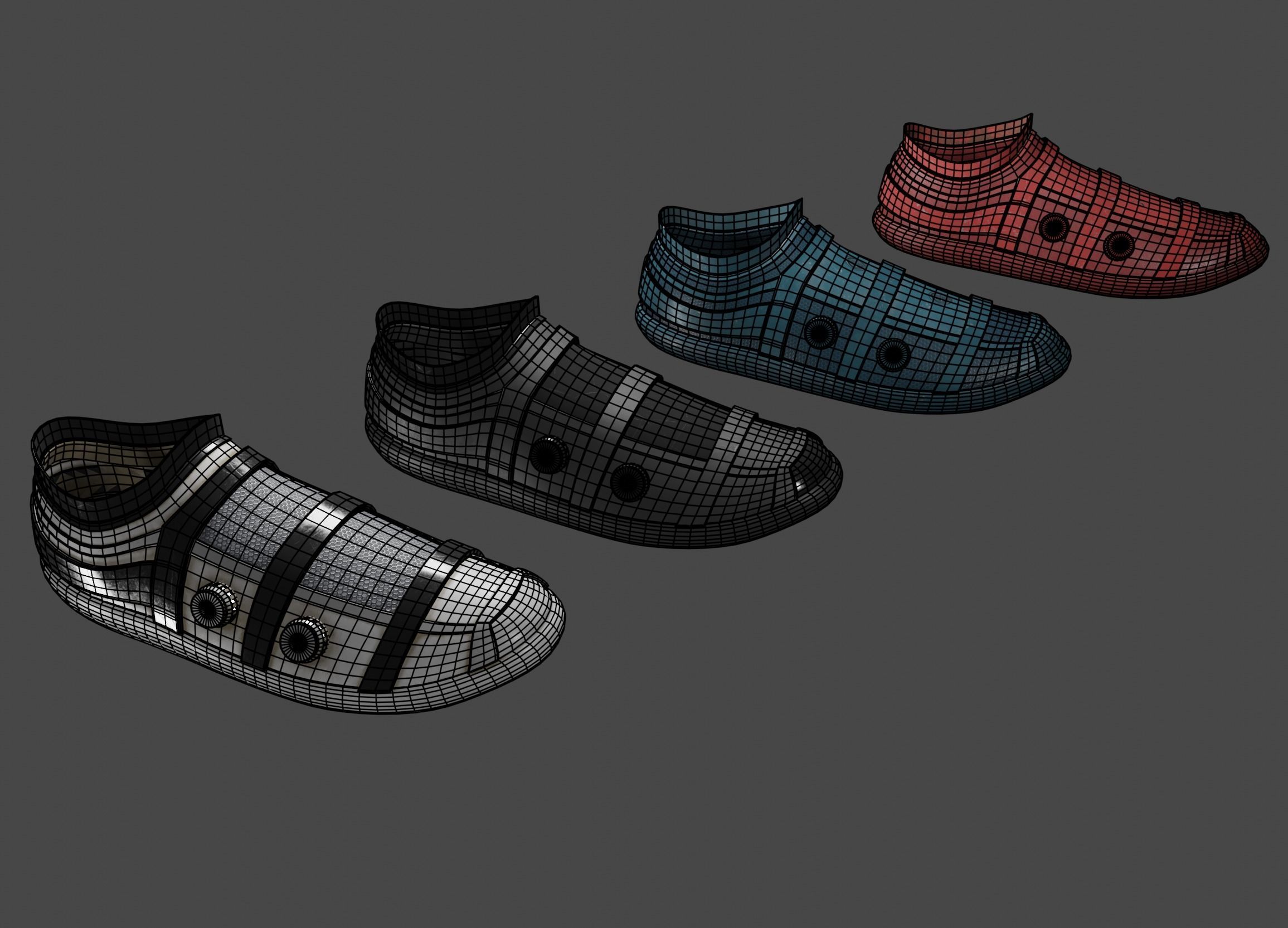 sci-fi cyberpunk running shoes pack Low-poly 3D model_17
