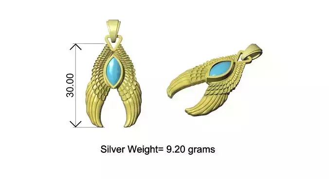 Angel Wing Gemstone Pendant design