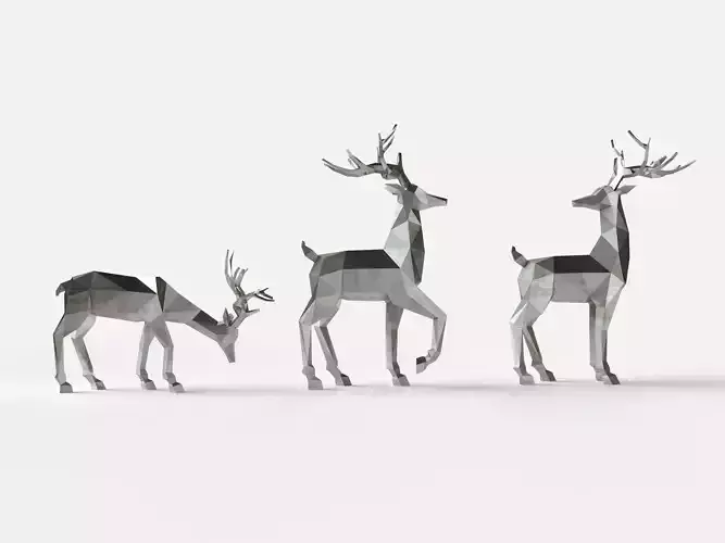 Reindeer 3D print model deer in low polygons 3D print model