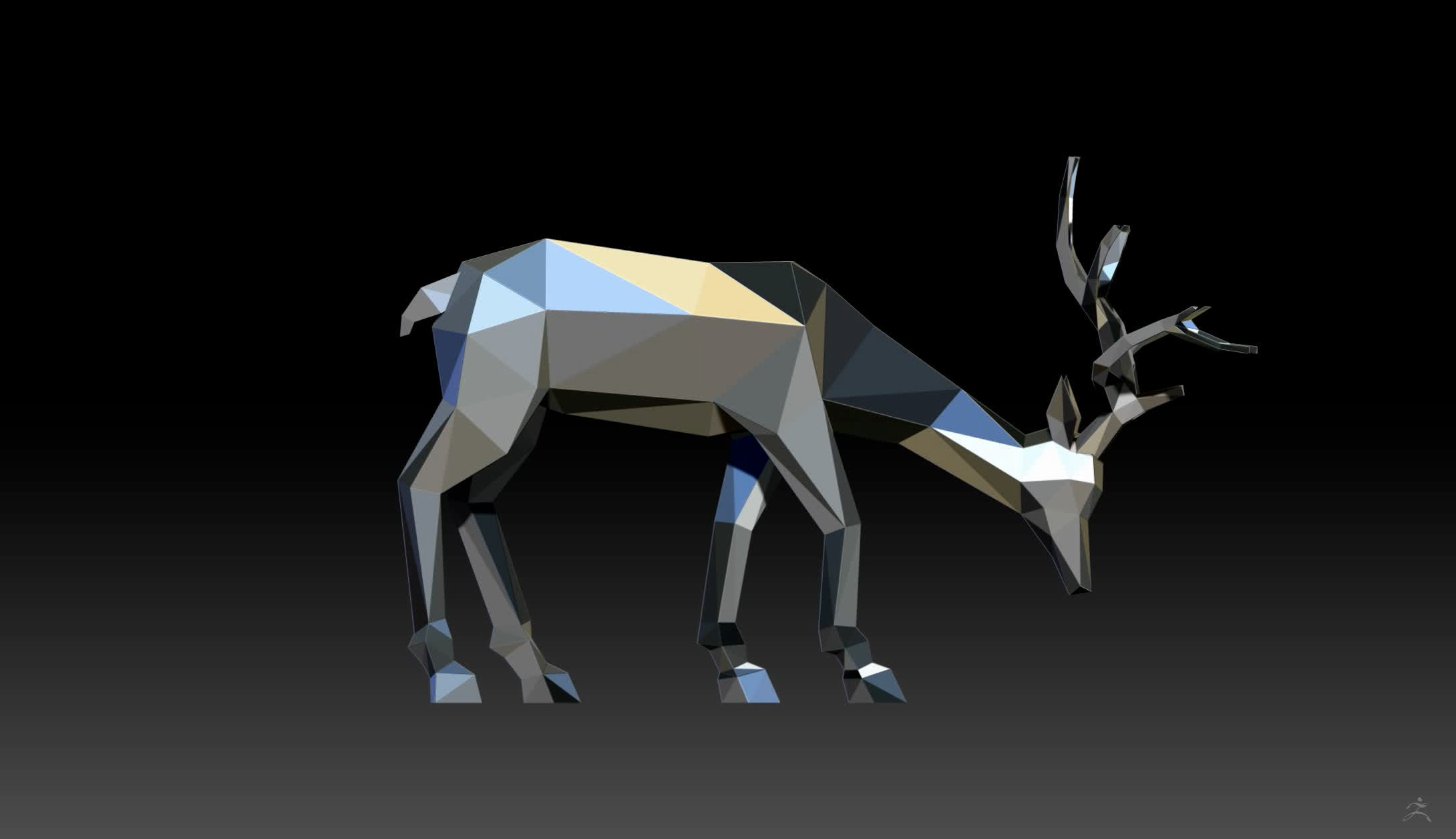 Reindeer 3D print model deer in low polygons 3D print model_7