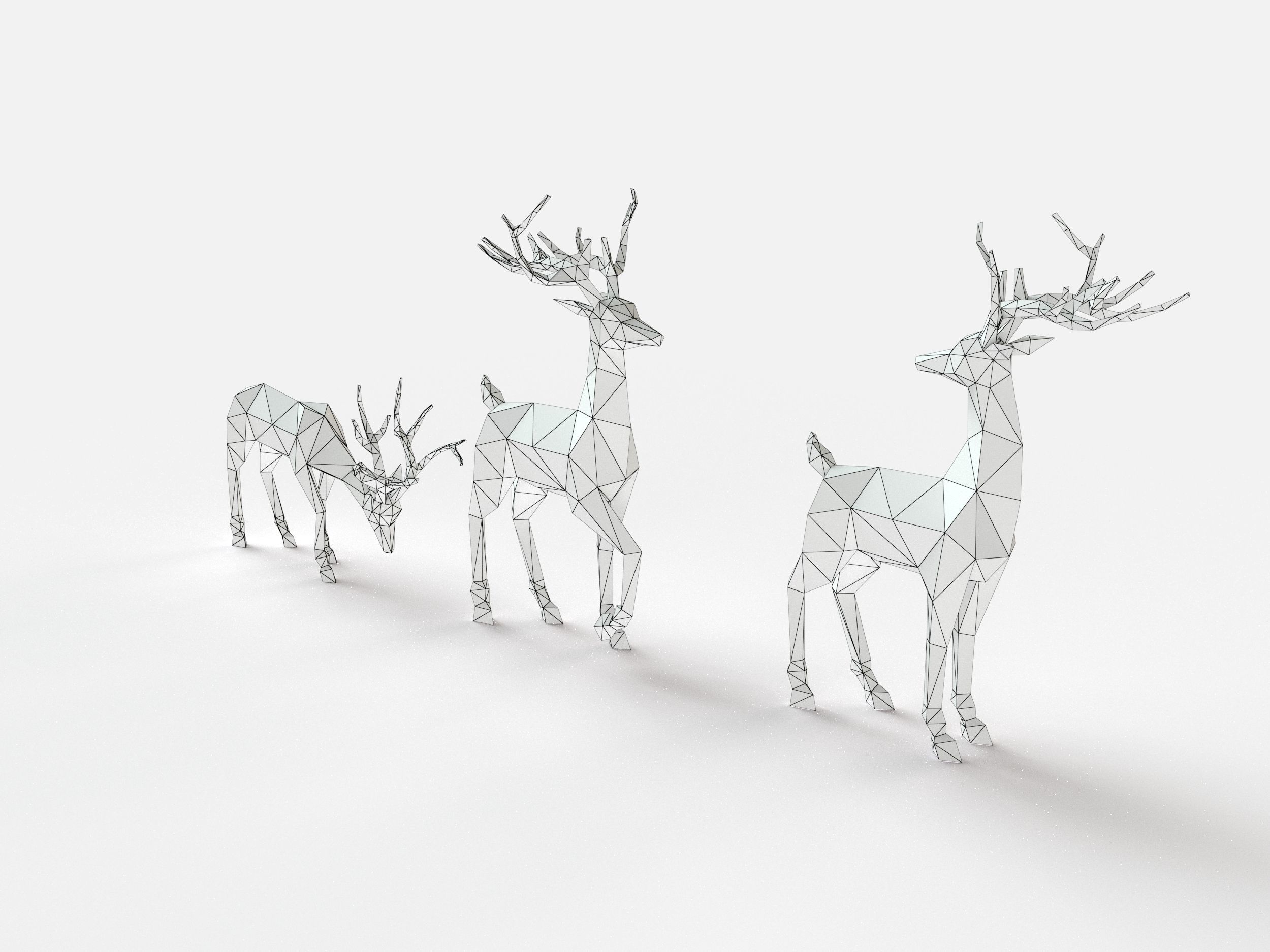 Reindeer 3D print model deer in low polygons 3D print model_6