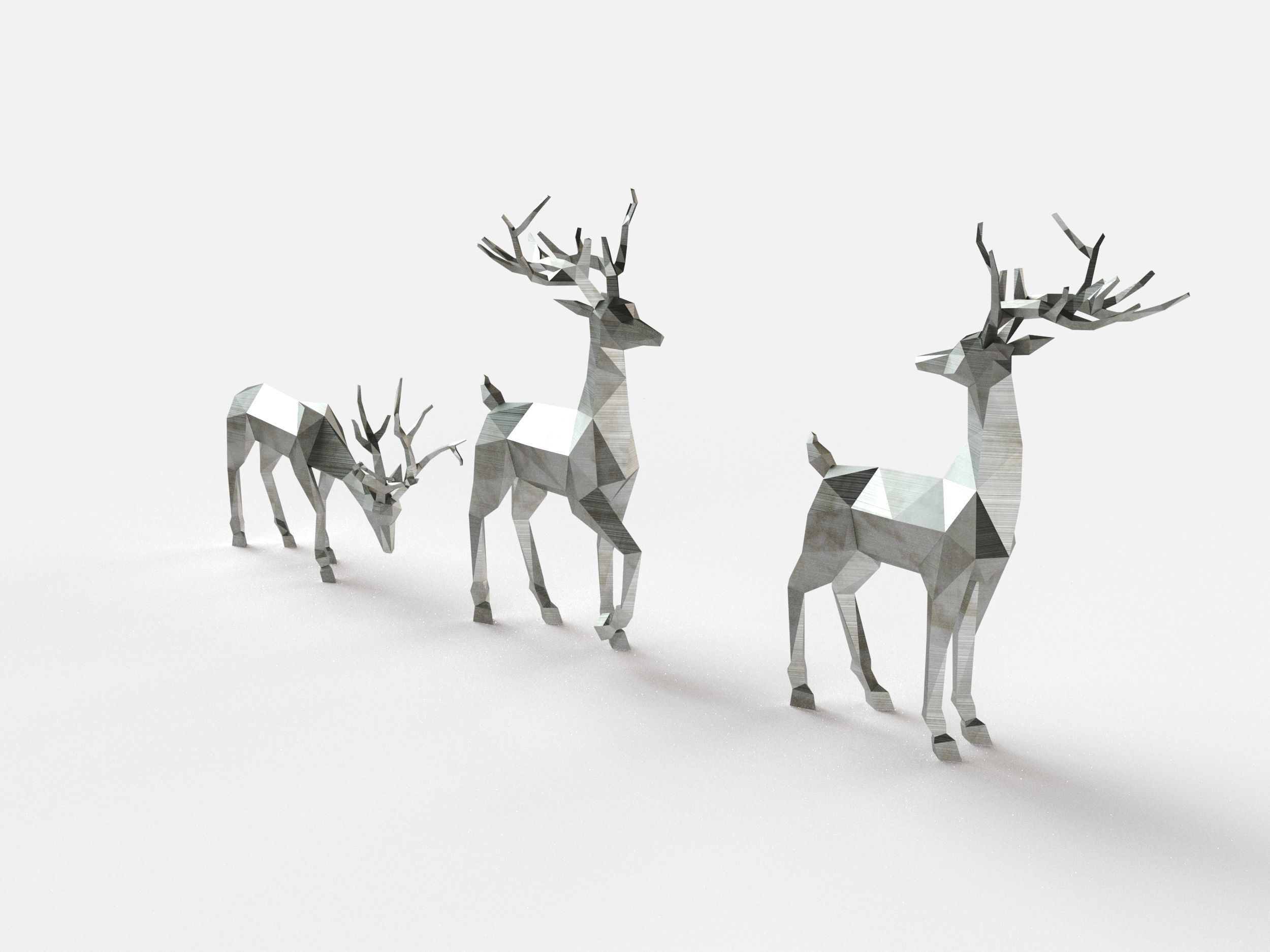 Reindeer 3D print model deer in low polygons 3D print model_5