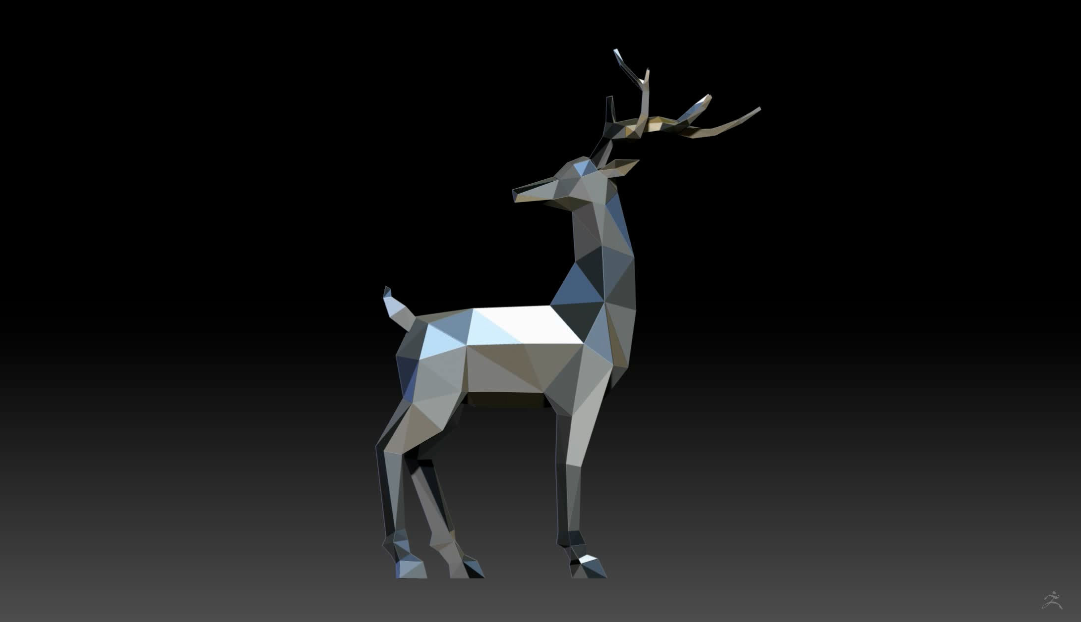 Reindeer 3D print model deer in low polygons 3D print model_9