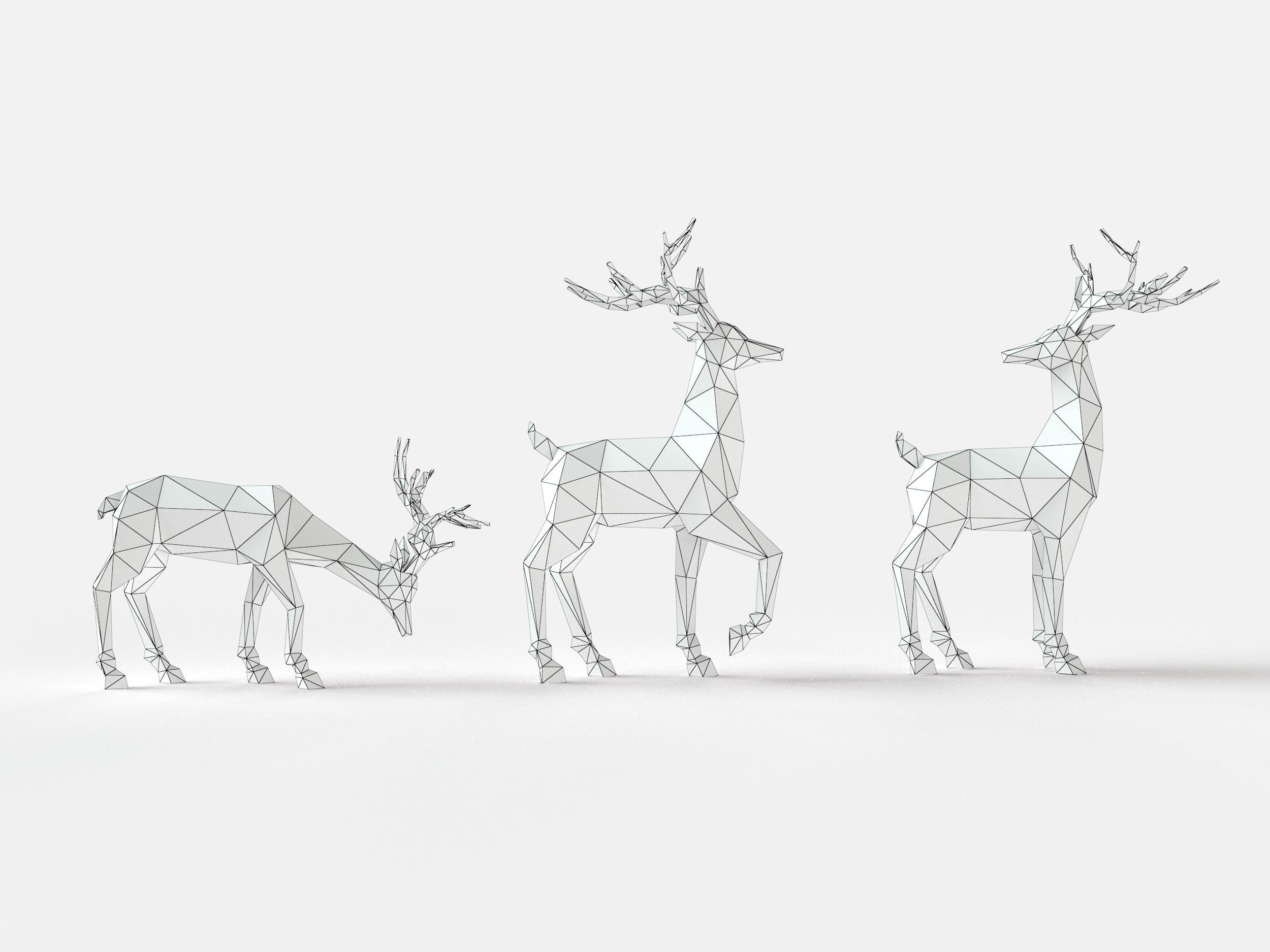 Reindeer 3D print model deer in low polygons 3D print model_4