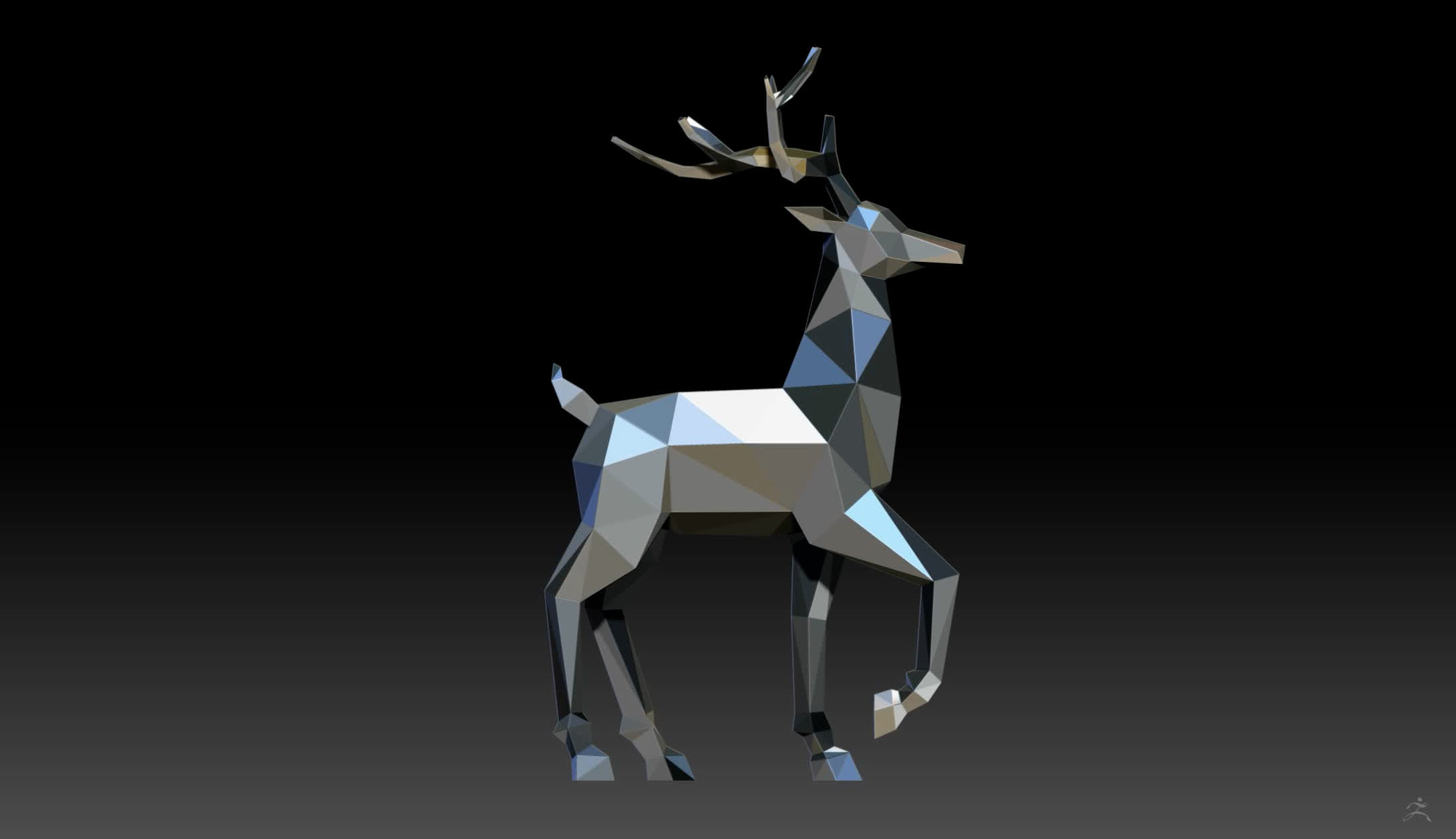 Reindeer 3D print model deer in low polygons 3D print model_8