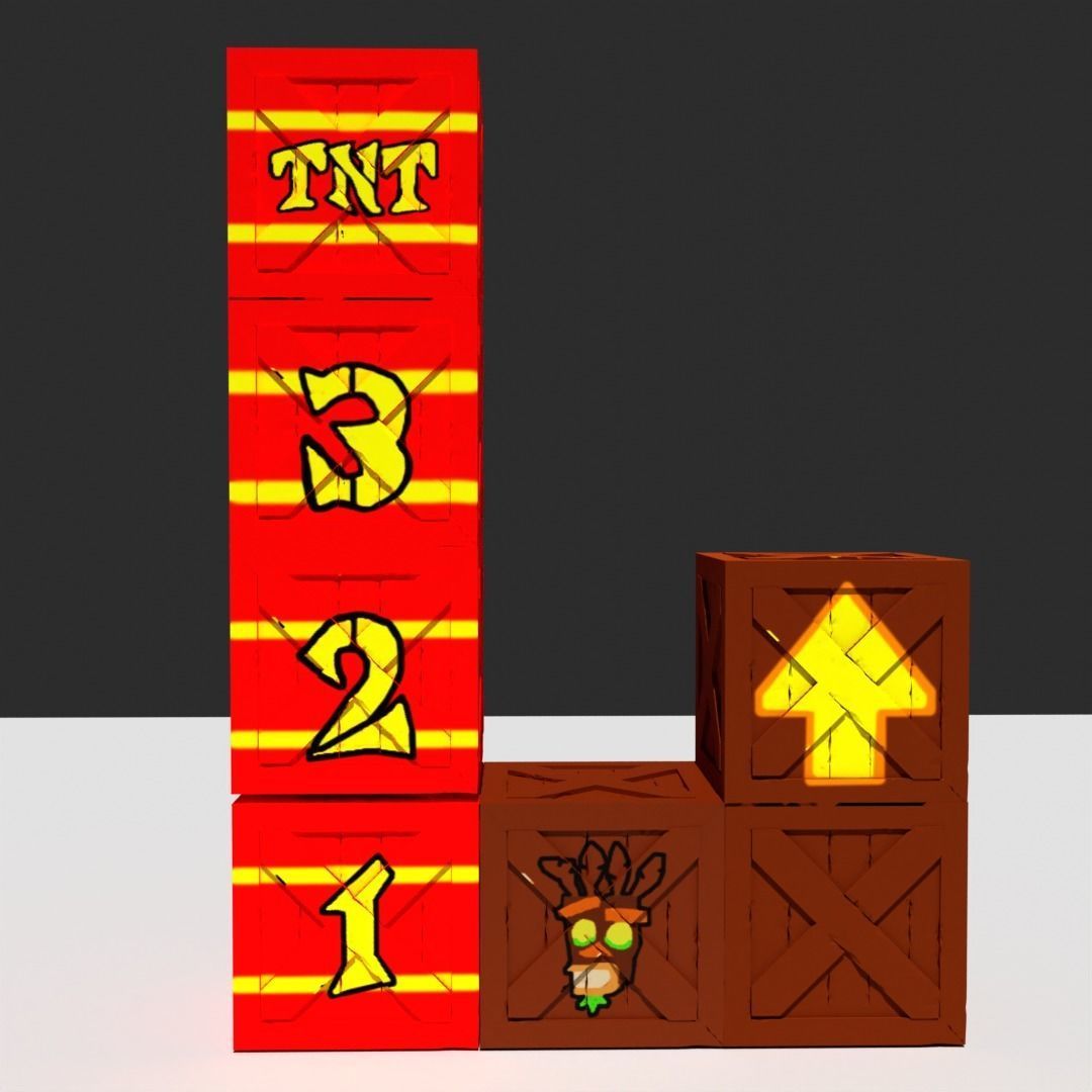 crash bandicoot boxes TNT box regular box  Low-poly 3D model_3